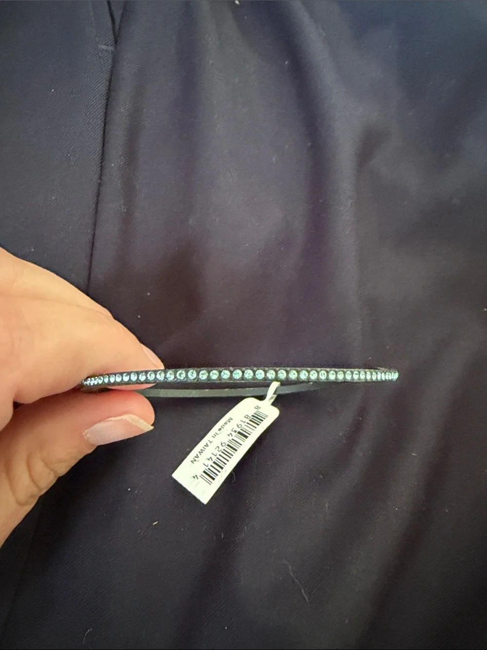 Brighton Black Barrette with Aqua Crystal Row